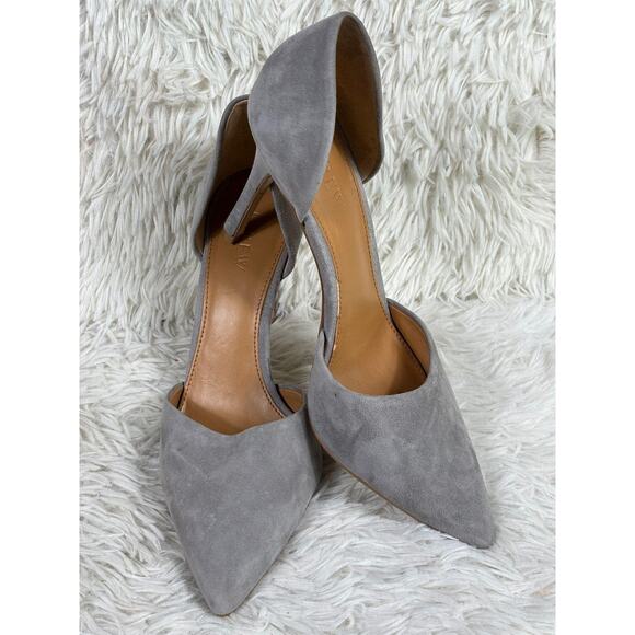 J.Crew Suede d'Orsay Heels Womens Size 8.5 Gray Pointed Toe Stiletto Pumps - Picture 1 of 9